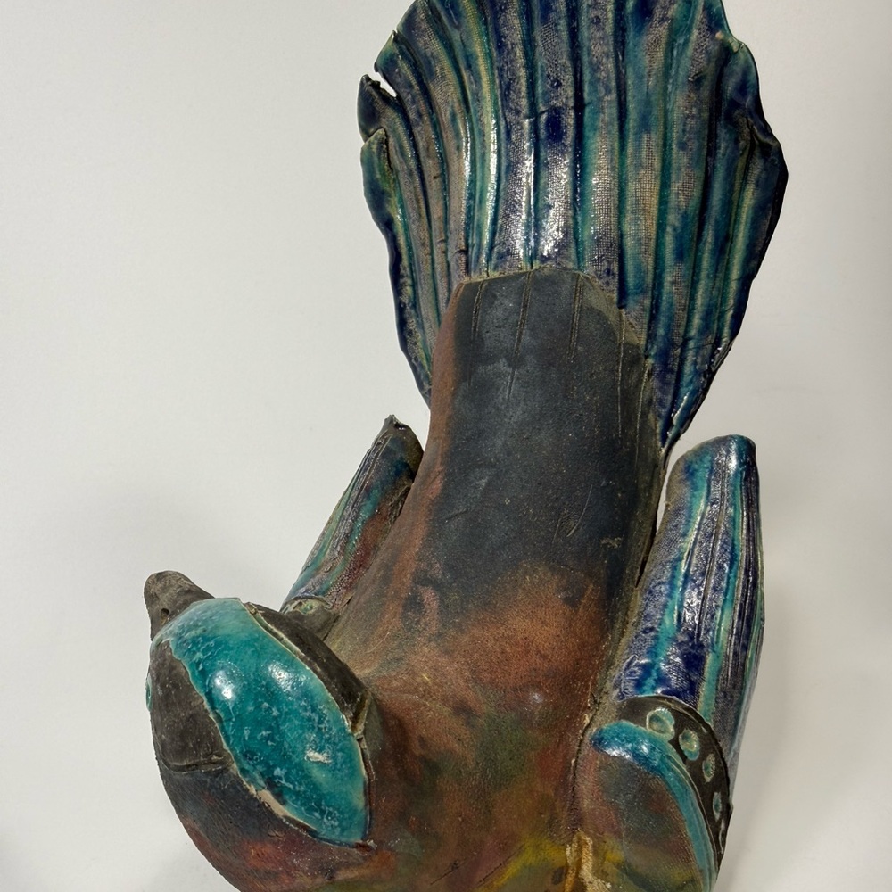 Raku Raven indigenous Canadian made Handcrafted Sculpture signed - Picture 4 of 16